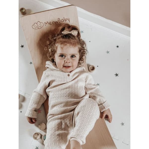 MeowBaby Balansbräda för Barn, Balance Board med Filt, Grå