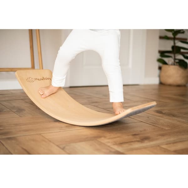 MeowBaby Balansbräda för Barn, Balance Board med Filt, Grå