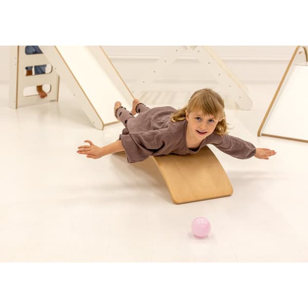 MeowBaby Balansbräda för Barn, Balance Board med Filt, Grå
