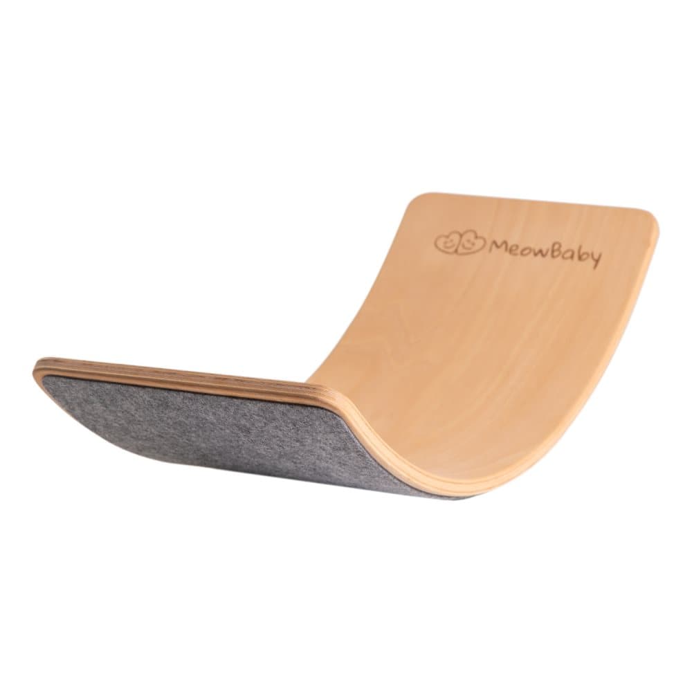 MeowBaby® Balansbräda träbalaneringstavla gungbräda filt för barn balans leksaker för baby kurvig bräda Montessori 80 x 30 cm Grå