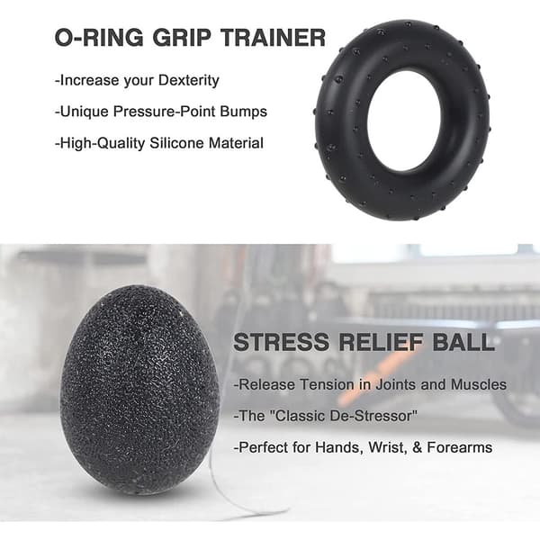INF Treningsutstyr for finger- og håndtrening 6 deler Sort