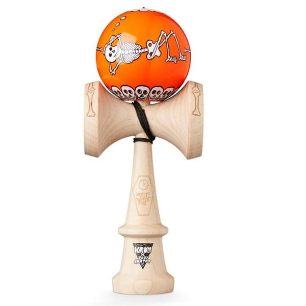 Kendama KROM x JODY BARTON Skeletons Orange - KROM märke - Huvudfärg Vit