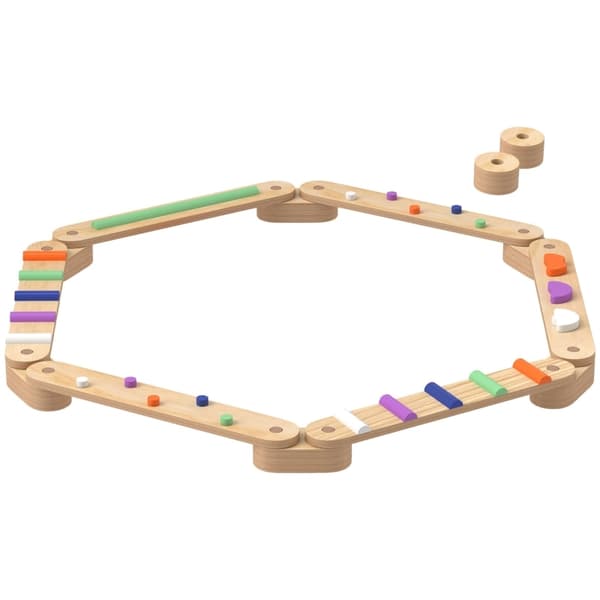 Rootz Kids Balance Beam Set - Træbalancebrætter - Playful balance træning - Forbedrer koordination - 130 cm x 115 cm x 8,5 cm