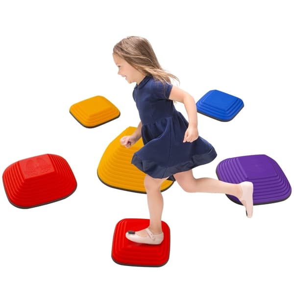 Rootz Balance River Stones - Stepping Stones - Sanselegetøj - Forbedrer koordinationen - 21,5 cm til 34,3 cm - Til alderen 3-8 - Indendørs/udendørs br