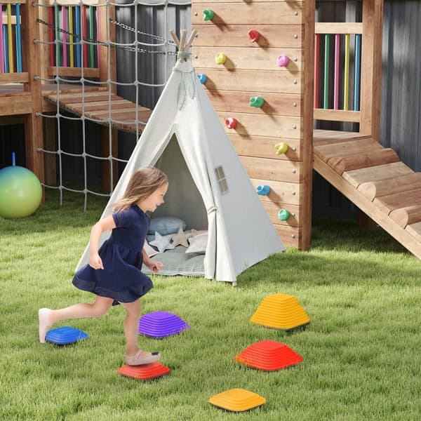 Rootz Balance River Stones - Stepping Stones - Sanselegetøj - Forbedrer koordinationen - 21,5 cm til 34,3 cm - Til alderen 3-8 - Indendørs/udendørs br