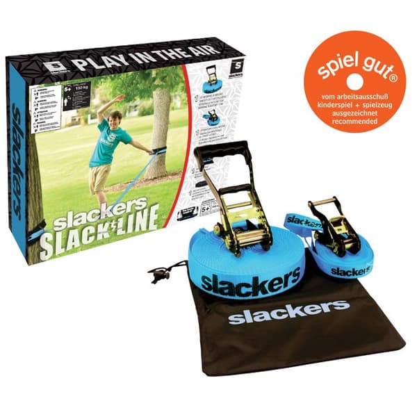 Slackline Classic 15m - Slackers USA - med inlärningsrem - idealisk för barns motorik