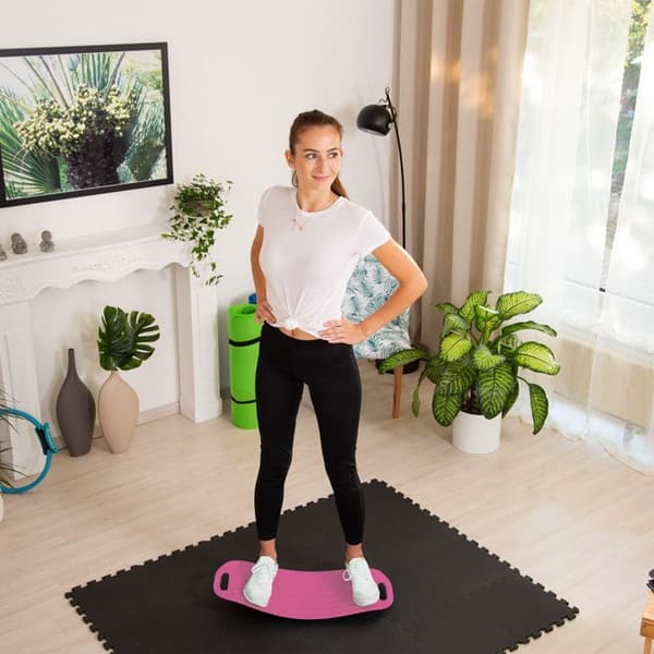 Relaxdays balansbräda Twist Board balansbräda träning fitness muskler mage ben 150 kg, rosa