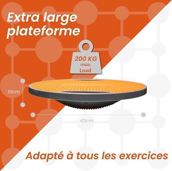 Balansplatta - DH FitLife - Ø 42 cm - 200 kg max - Halkfri yta - Ergonomiska handtag