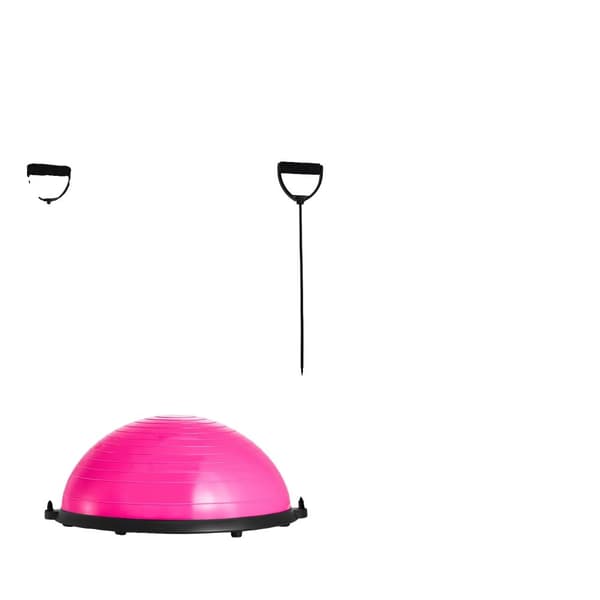 Halv træningsbold, 300 kg kapacitet, inkluderer elastiske bånd, kompakt størrelse,pink 58cm