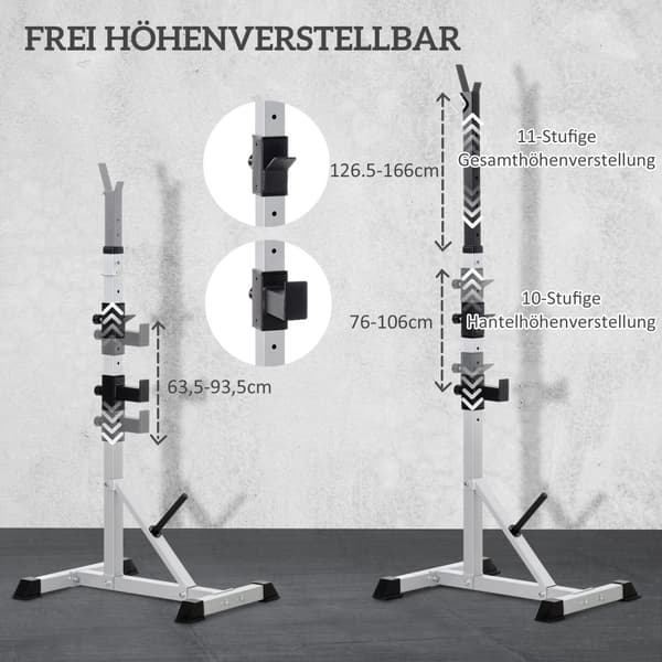 Hantelställ Set, 58.5x75.5x136-176 cm, Silver Svart