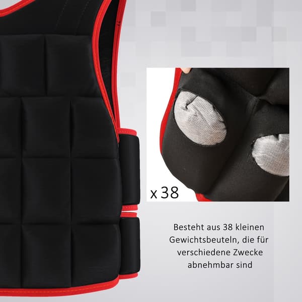 Painoliivi, 20 kg, 60x50 cm, Musta+Punainen