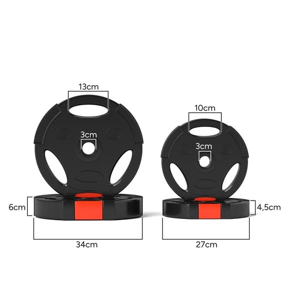 Hantelvikter Set, 4er-Set, Ø34x6T cm, Ø27x4,5T cm, Svart