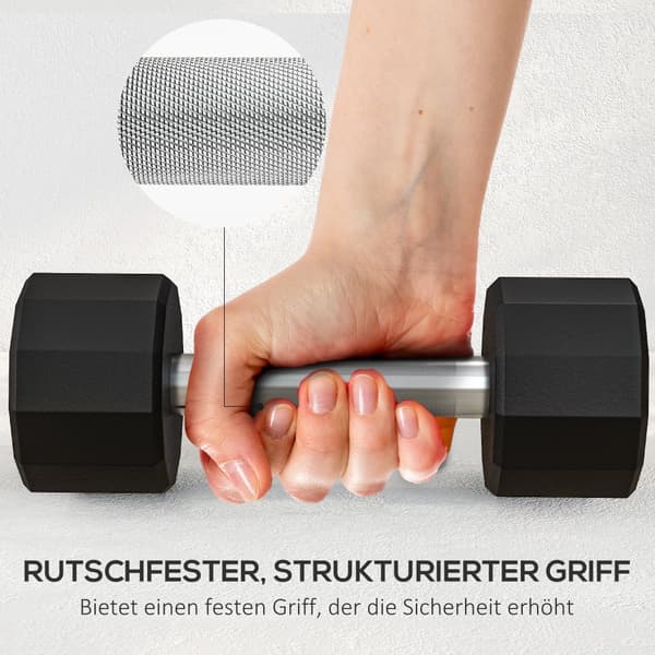Dumbbell-sæt, 10 kg, 25x9.5x9.5 cm, Sort