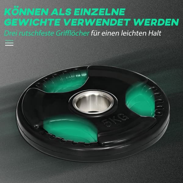 Viktplates-set, Tri-Grip 2 x 5 KG, Ø24 x 3,5H cm, Svart