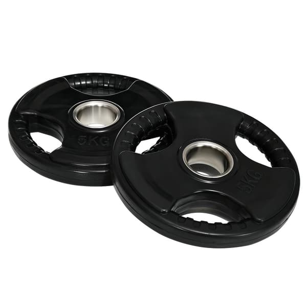 Viktplates-set, Tri-Grip 2 x 5 KG, Ø24 x 3,5H cm, Svart