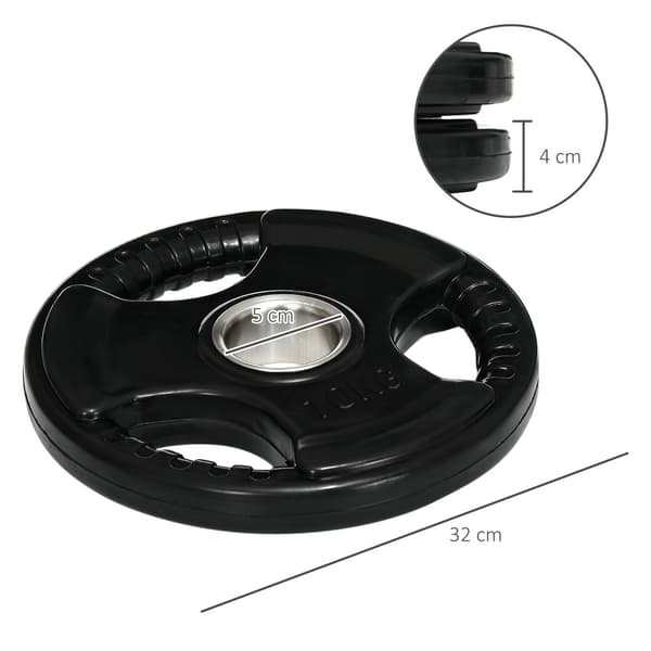 Hantelplattor, Tri-Grip 2 x 10 KG, Ø32 x 4H cm, Svart