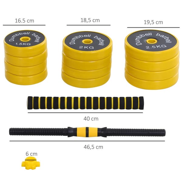Käsipainosetti, 25 kg 3-in-1 Säädettävä, Keltainen ja Musta