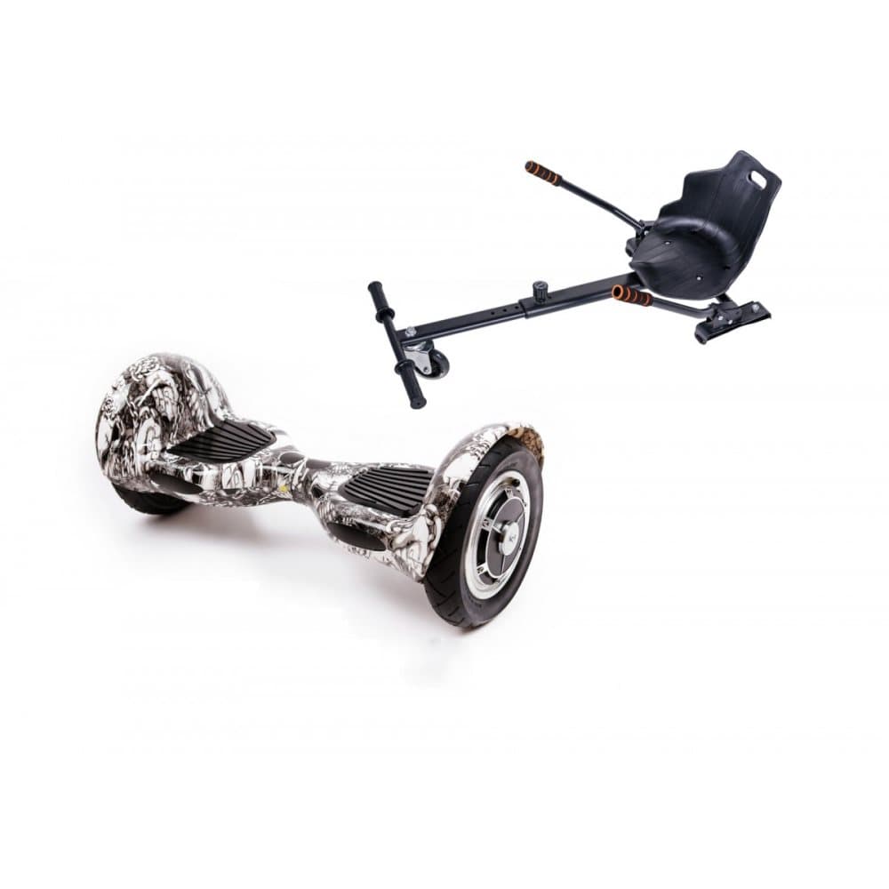Package Smart Balance™ Hoverboard 10 inch, OffRoad SkullHead + Hoverseat, Battery 4 Ah, Bluetooth, Bag, Leds