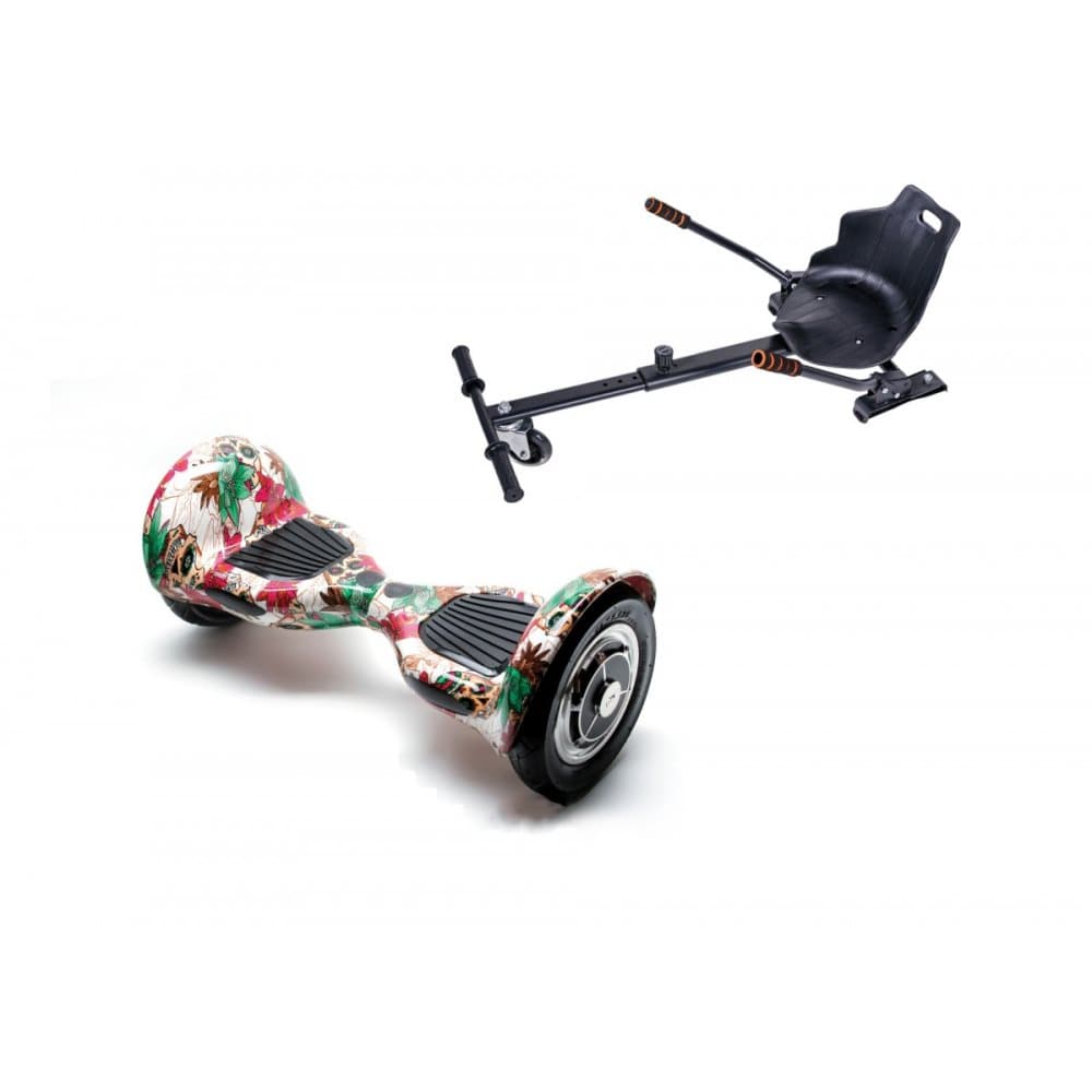 Package Smart Balance™ Hoverboard 10 inch, OffRoad SkullColor + Hoverseat, Battery 4 Ah, Bluetooth, Bag, Leds