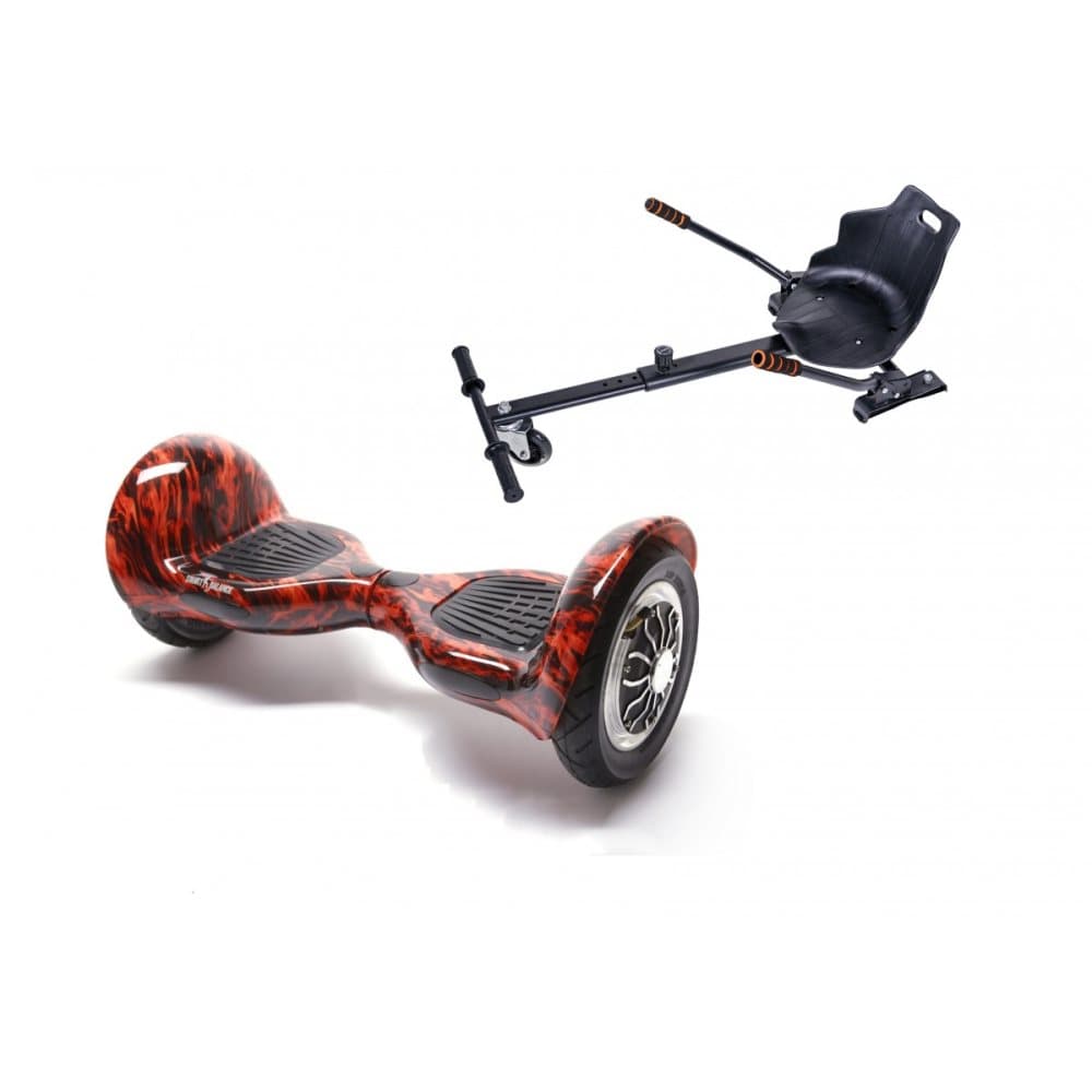 Package Smart Balance™ Hoverboard 10 inch, OffRoad Flame + Hoverseat, Battery 4 Ah, Bluetooth, Bag, Leds