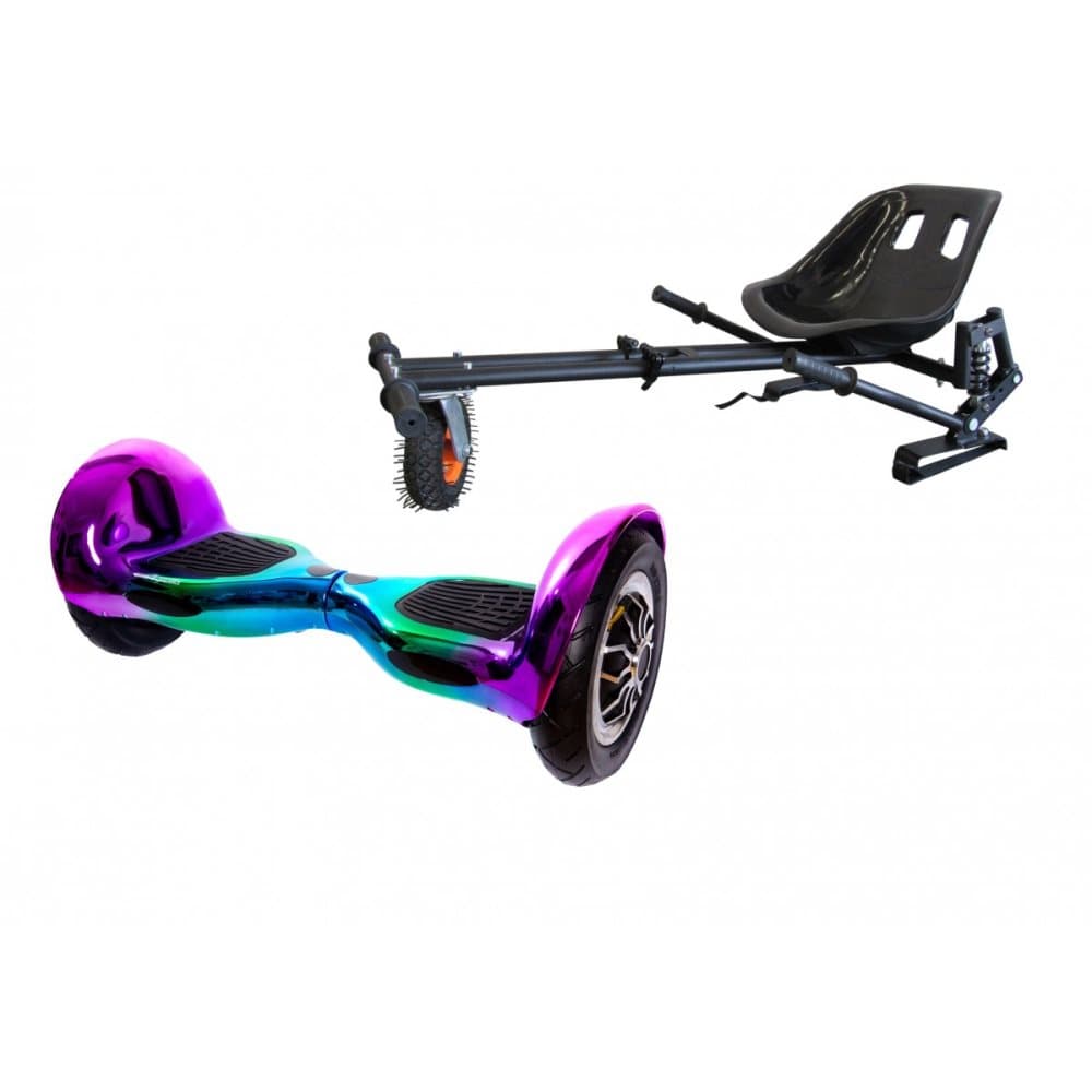 Package Smart Balance™ Hoverboard 10 inch, OffRoad Dakota + Hoverseat with Suspensions Black, Battery 4 Ah, Bluetooth, Bag, Leds