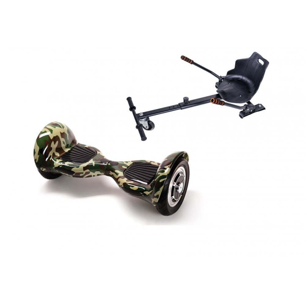 Package Smart Balance™ Hoverboard 10 inch, OffRoad Camouflage + Hoverseat, Battery 4 Ah, Bluetooth, Bag, Leds
