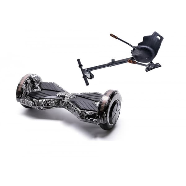 Pakke Hoverboard Go-Kart, Smart Balance Transformers SkullHead, 8 tommer, Dual Motors 36V, 700Wat, Bluetooth-hojttalere,  LED-lys, Premium Hoverkart