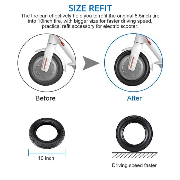 10" Dekk+slange til Xiaomi M365/M365 Pro Scooter, 2-Pack