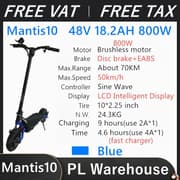 Kaabo Mantis 10 Scooter 48V 60V 18,2AH 24,5AH 800W 2000W El-scooter Sammenfoldelig Hoverboard Moms Inklusiv