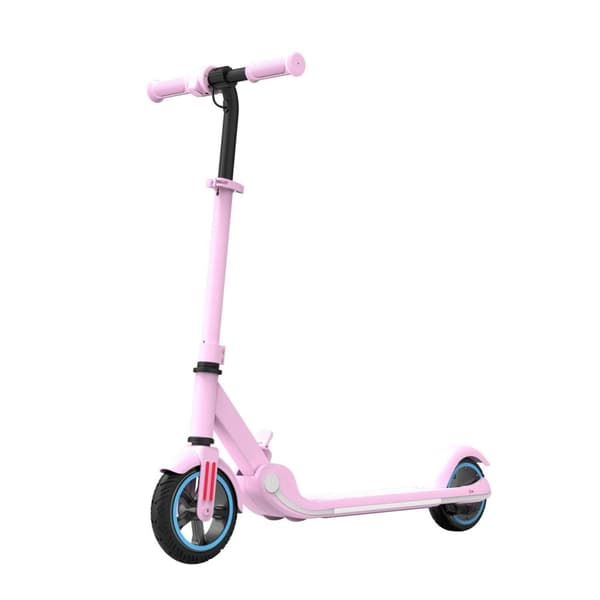 Rosa & Blå elscooter för barn lätt fällbar med 15 km/h maxfart justerbart styre Rosa