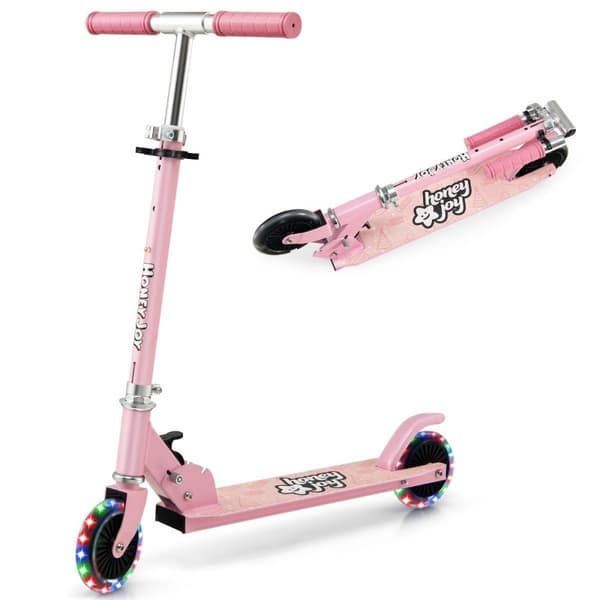 Barnescooter 2-hjuls sparkescooter med blinkende hjul Stativ og Cruise Småbarnsleke Rosa