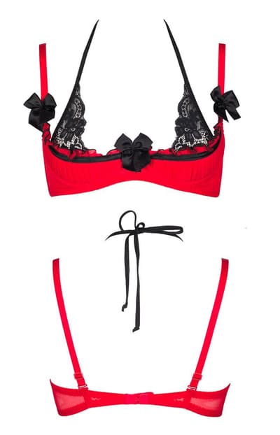 ROT BRA PEEK-A-BOO V-6561, rød-sort, 65e
