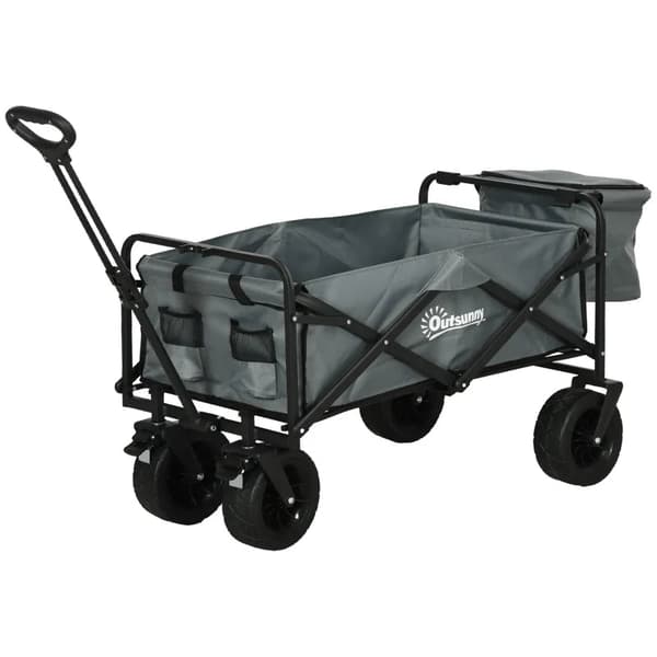 Rootz Handcart Roof - Sammenfoldelig - Køletaske - Bæretaske - Stålramme - 600D Oxford Polyester - Plast - Mørkegrå - 113L x 57W x 77-100H cm