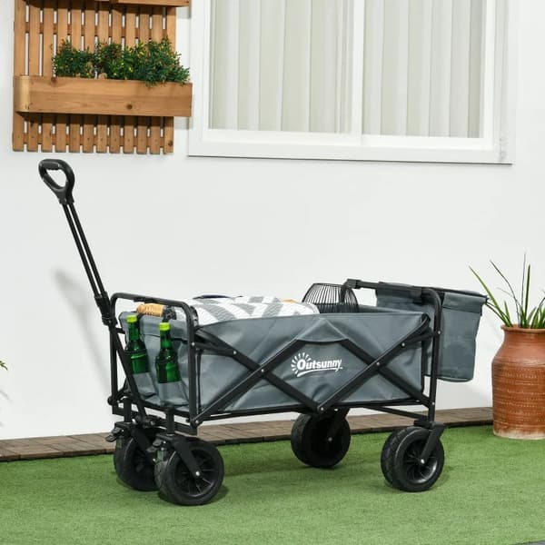 Rootz Handcart Roof - Sammenfoldelig - Køletaske - Bæretaske - Stålramme - 600D Oxford Polyester - Plast - Mørkegrå - 113L x 57W x 77-100H cm