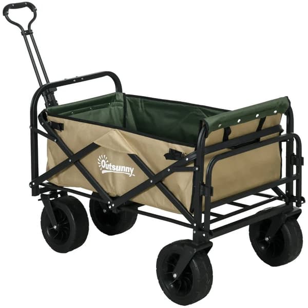 Rootz-käsikärry - Taitettava - 110L 100kg asti - Teleskooppikahva - Teräsrunko - 600D Oxford polyesteri - Muovi - Khaki - 94 x 57 x 77-100cm