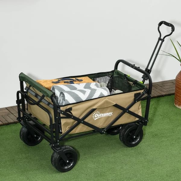 Rootz-käsikärry - Taitettava - 110L 100kg asti - Teleskooppikahva - Teräsrunko - 600D Oxford polyesteri - Muovi - Khaki - 94 x 57 x 77-100cm