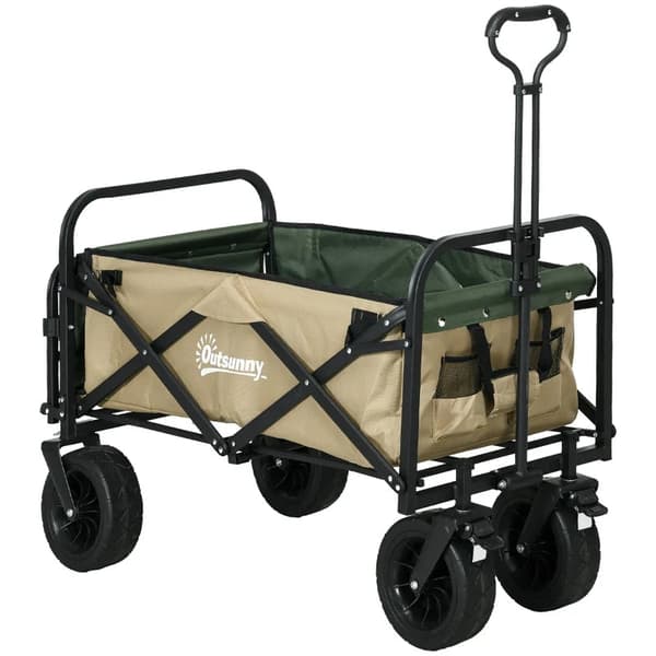 Rootz-käsikärry - Taitettava - 110L 100kg asti - Teleskooppikahva - Teräsrunko - 600D Oxford polyesteri - Muovi - Khaki - 94 x 57 x 77-100cm