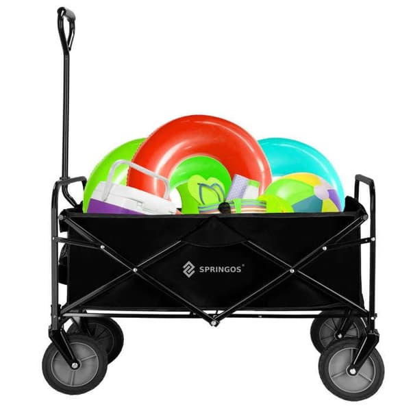 Fällbar transportvagn - Springos - Svart - Maximal belastning 80 kg - Kapacitet 105 L - 4 hjul
