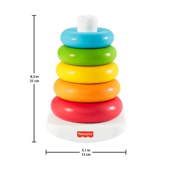 Fisher -Price Rainbow Pyramid Classic Staplingsringar i växtbaserade material - Leksak för tidigt lärande - Från 6 månader