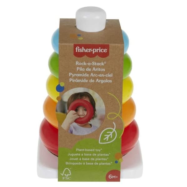 Fisher -Price Rainbow Pyramid Classic Staplingsringar i växtbaserade material - Leksak för tidigt lärande - Från 6 månader