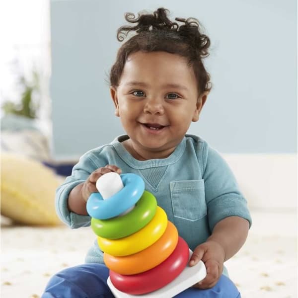 Fisher -Price Rainbow Pyramid Classic Staplingsringar i växtbaserade material - Leksak för tidigt lärande - Från 6 månader