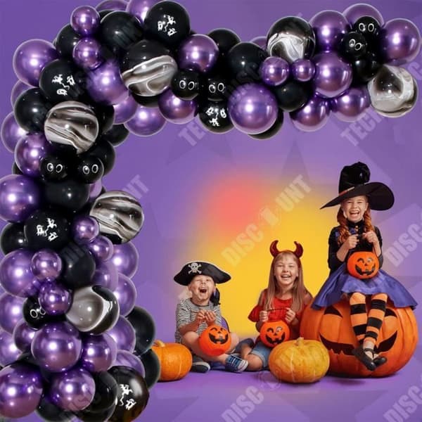TD® Halloween dekoration svart och lila ballong kedjeuppsättning spöke fest dekoration bakgrund tyg kombination