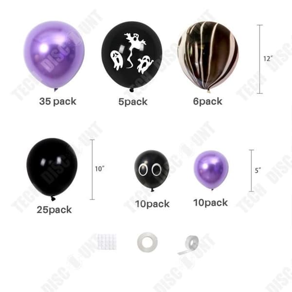 TD® Halloween dekoration svart och lila ballong kedjeuppsättning spöke fest dekoration bakgrund tyg kombination