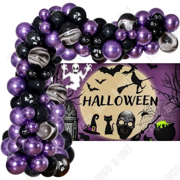 TD® Halloween dekoration svart och lila ballong kedjeuppsättning spöke fest dekoration bakgrund tyg kombination