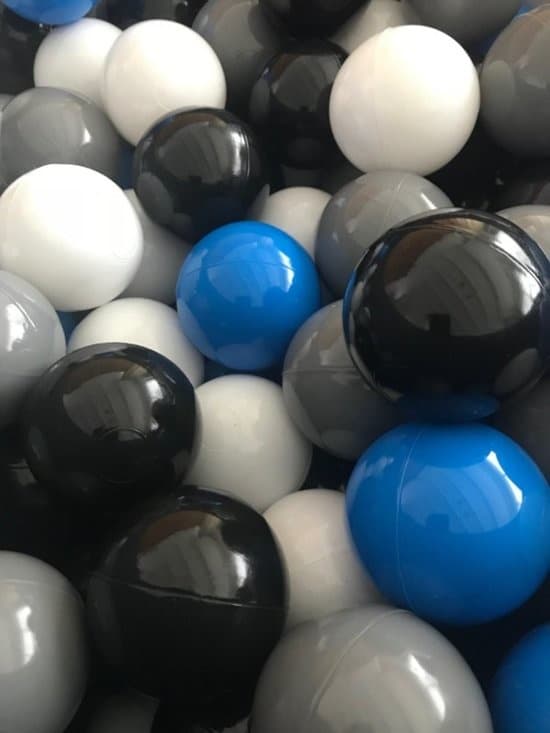 Ball pool bolde 300 stykker 7 cm, hvid, blå, grå, sort