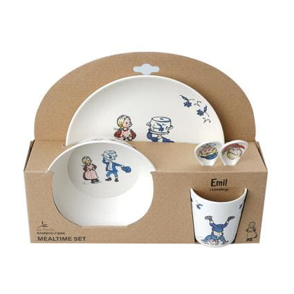 Barbo Toys - Emil Bamboo Melamine 5 pcs package (plate, bowl, tumbler, 2 spoons)