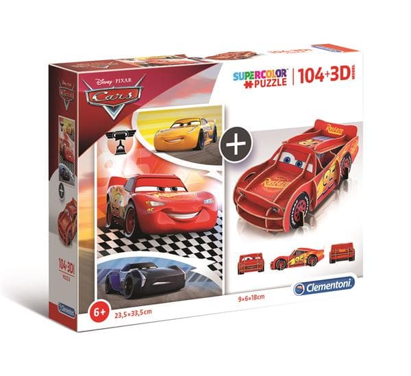 Clementoni 104 pcs Puzzles Kids + 3D Model Cars