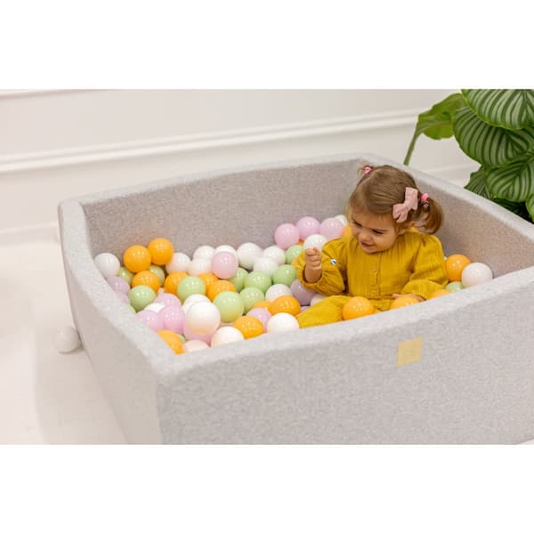MeowBaby® Square Tør Pool uden bolde til børn 90 x 90 x 40 cm Lysegrå