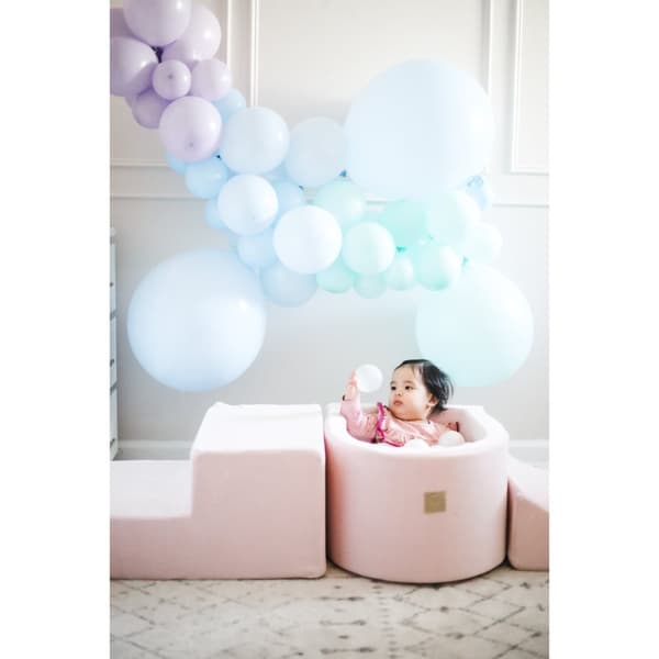 MeowBaby® skumlegeplads til børn med boldbassin 240 x 45 cm/100 bolde lysegrå: guld/gennemsigtig/mint/hvid