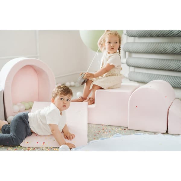MeowBaby® skumlegeplads til børn med boldbassin 240 x 45 cm/100 bolde lysegrå: guld/gennemsigtig/mint/hvid